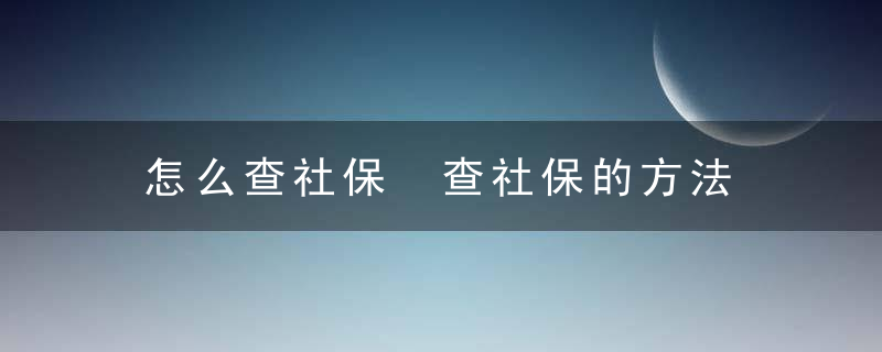 怎么查社保 查社保的方法